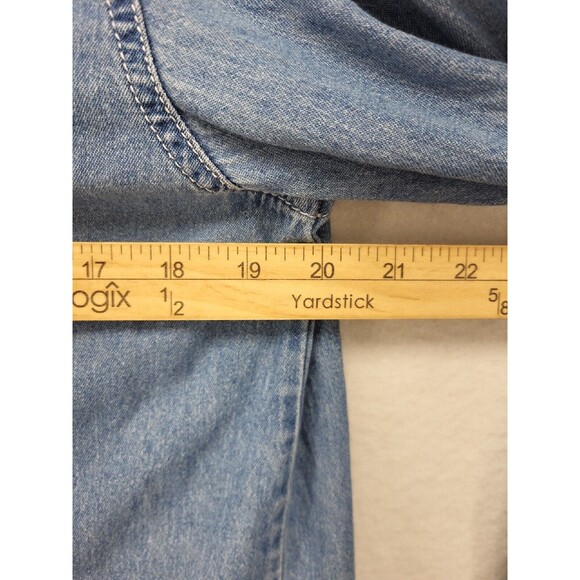 Bobbie Brooks Womens Top Blue Large Cotton Denim Fall Embroidered Long Sleeve - Picture 9 of 16